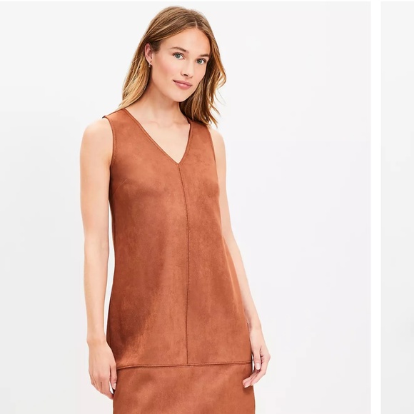 Loft Faux Suede Mini Shift Dress Size 4 - Picture 1 of 13